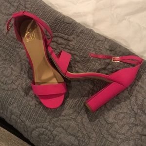 Hot pink block heels